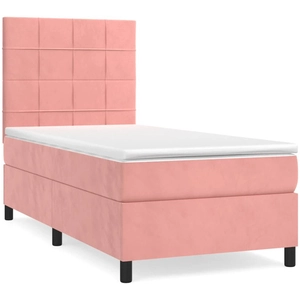 vidaXL Sommier à lattes de lit et matelas Rose 80x200 cm Velours pas cher