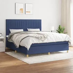 vidaXL Sommier à lattes de lit avec matelas Bleu 180x200 cm Tissu pas cher