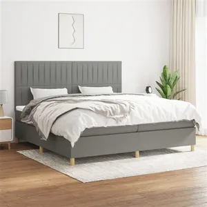 vidaXL Sommier à lattes de lit avec matelas Gris foncé 200x200cm Tissu pas cher