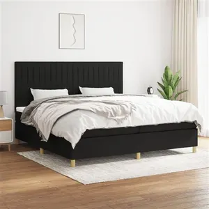 vidaXL Sommier à lattes de lit avec matelas Noir 200x200 cm Tissu pas cher