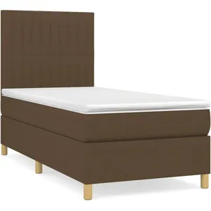 vidaXL Sommier à lattes de lit avec matelas Marron foncé 90x190 cm pas cher