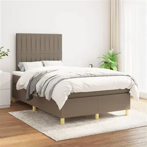 vidaXL Sommier à lattes de lit avec matelas Taupe 120x200 cm Tissu pas cher