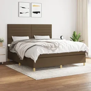 vidaXL Sommier à lattes de lit avec matelas Marron foncé 180x200 cm pas cher