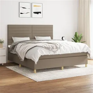 vidaXL Sommier à lattes de lit avec matelas Taupe 180x200 cm Tissu pas cher