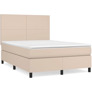 vidaXL Sommier à lattes de lit avec matelas Cappuccino 140x200 cm pas cher