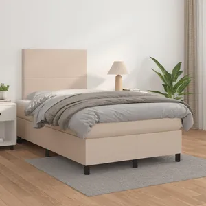 vidaXL Sommier à lattes de lit avec matelas Cappuccino 120x200 cm pas cher