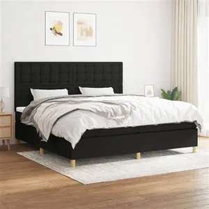 vidaXL Sommier à lattes de lit avec matelas Noir 200x200 cm Tissu pas cher