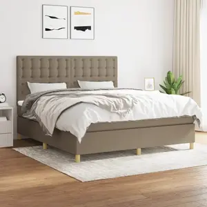 Comparateur de prix : vidaXL Sommier à lattes de lit avec matelas Taupe 180x200 cm Tissu