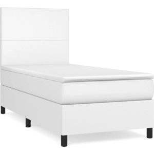 vidaXL Sommier à lattes de lit avec matelas Blanc 80x200 cm Similicuir pas cher