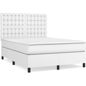 vidaXL Sommier à lattes de lit avec matelas Blanc 120x200cm Similicuir pas cher