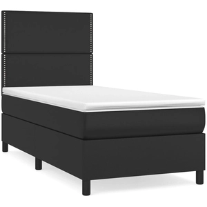 vidaXL Sommier à lattes de lit avec matelas Noir 100x200 cm Similicuir pas cher