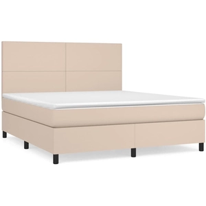 vidaXL Sommier à lattes de lit avec matelas Cappuccino 160x200 cm pas cher