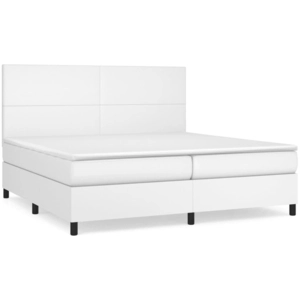 vidaXL Sommier à lattes de lit avec matelas Blanc 200x200cm Similicuir pas cher