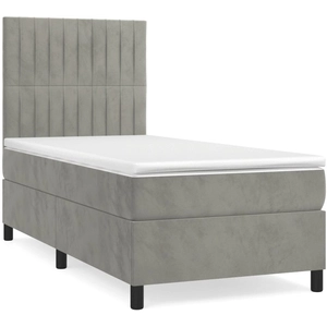 vidaXL Sommier à lattes de lit et matelas Gris clair 100x200cm Velours pas cher
