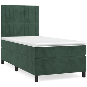 vidaXL Sommier à lattes de lit avec matelas Vert foncé 90x190 cm pas cher