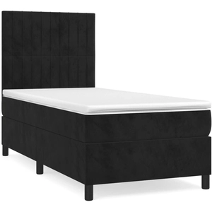 vidaXL Sommier à lattes de lit avec matelas Noir 90x200 cm Velours pas cher