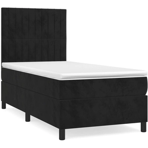 vidaXL Sommier à lattes de lit avec matelas Noir 90x190 cm Velours pas cher
