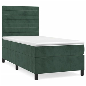 vidaXL Sommier à lattes de lit avec matelas Vert foncé 90x190 cm pas cher