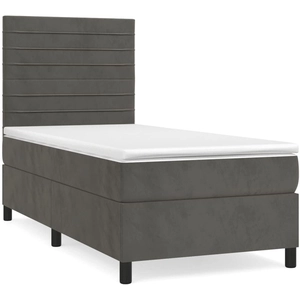vidaXL Sommier à lattes de lit et matelas Gris foncé 90x200 cm Velours pas cher