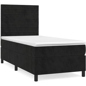 vidaXL Sommier à lattes de lit avec matelas Noir 90x190 cm Velours pas cher