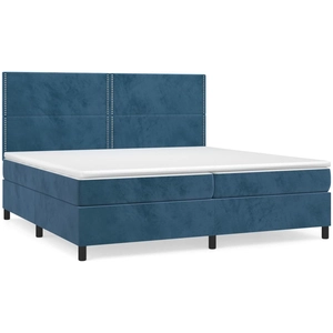 vidaXL Sommier à lattes de lit et matelas Bleu foncé 200x200cm Velours pas cher