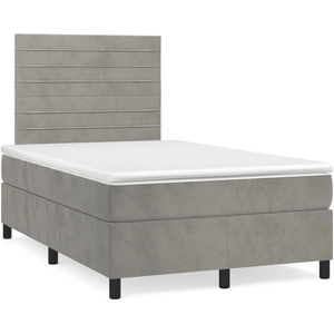 vidaXL Sommier à lattes de lit et matelas Gris clair 140x200cm Velours pas cher