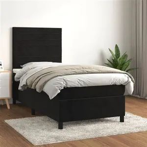 Non communiqué vidaXL Sommier à lattes de lit et matelas Noir 80x200 cm Velours pas cher