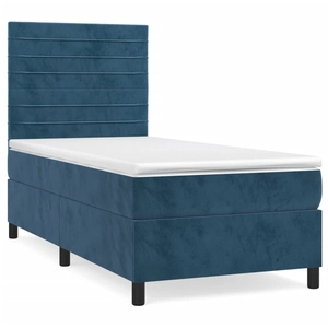 vidaXL Sommier à lattes de lit et matelas Bleu foncé 80x200 cm Velours pas cher