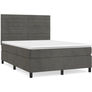 vidaXL Sommier à lattes de lit et matelas Gris foncé 160x200cm Velours pas cher
