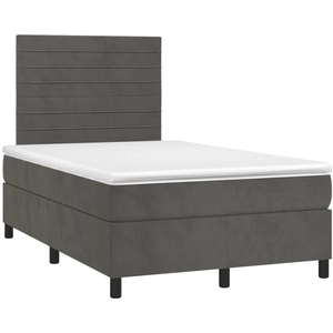 vidaXL Sommier à lattes de lit et matelas Gris foncé 140x200cm Velours pas cher