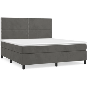 vidaXL Sommier à lattes de lit et matelas Gris foncé 180x200cm Velours pas cher