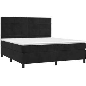 vidaXL Sommier à lattes de lit avec matelas Noir 180x200 cm Velours pas cher