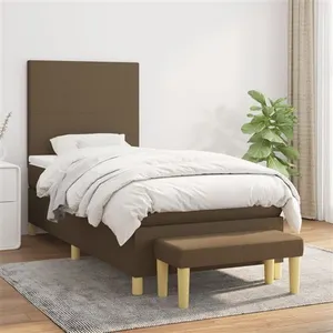 vidaXL Lit à sommier tapissier avec matelas Marron foncé 80x200 cm pas cher