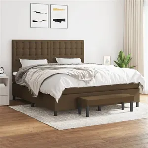 vidaXL Sommier à lattes de lit avec matelas Marron foncé 160x200 cm pas cher