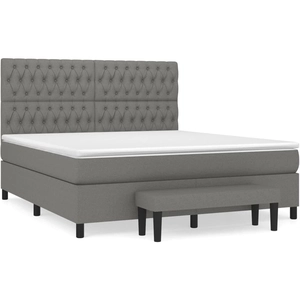 vidaXL Sommier à lattes de lit avec matelas Gris foncé 180x200cm Tissu pas cher