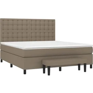 vidaXL Sommier à lattes de lit avec matelas Taupe 180x200 cm Tissu pas cher