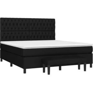 vidaXL Sommier à lattes de lit avec matelas Noir 180x200 cm Tissu pas cher