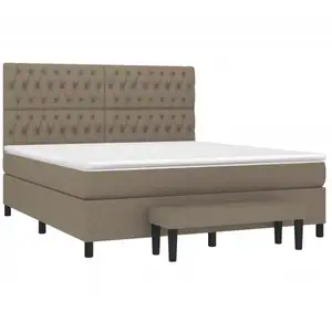 vidaXL Sommier à lattes de lit avec matelas Taupe 180x200 cm Tissu pas cher