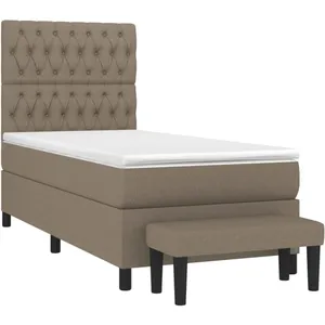 vidaXL Sommier à lattes de lit avec matelas Taupe 100x200 cm Tissu pas cher