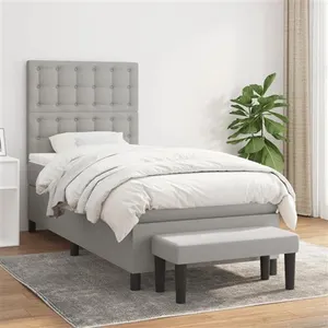 vidaXL Sommier à lattes de lit avec matelas Gris clair 80x200 cm Tissu pas cher
