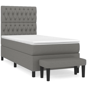 vidaXL Sommier à lattes de lit avec matelas Gris foncé 140x200cm Tissu pas cher