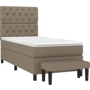 vidaXL Sommier à lattes de lit avec matelas Taupe 80x200 cm Tissu pas cher