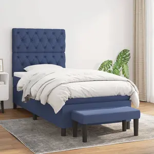 vidaXL Sommier à lattes de lit avec matelas Bleu 80x200 cm Tissu pas cher