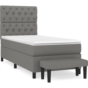 vidaXL Sommier à lattes de lit avec matelas Gris foncé 80x200 cm Tissu pas cher