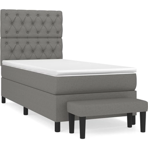 vidaXL Sommier à lattes de lit et matelas Gris foncé 90x190 cm Tissu pas cher