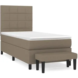 vidaXL Sommier à lattes de lit avec matelas Taupe 100x200 cm Tissu pas cher