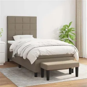 vidaXL Sommier à lattes de lit avec matelas Taupe 90x190 cm Tissu pas cher