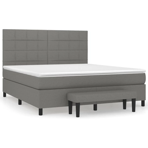 vidaXL Sommier à lattes de lit avec matelas Gris foncé 180x200cm Tissu pas cher