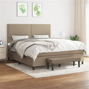 vidaXL Sommier à lattes de lit avec matelas Taupe 180x200 cm Tissu pas cher