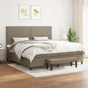 vidaXL Lit à sommier tapissier avec matelas Taupe 200x200 cm Tissu